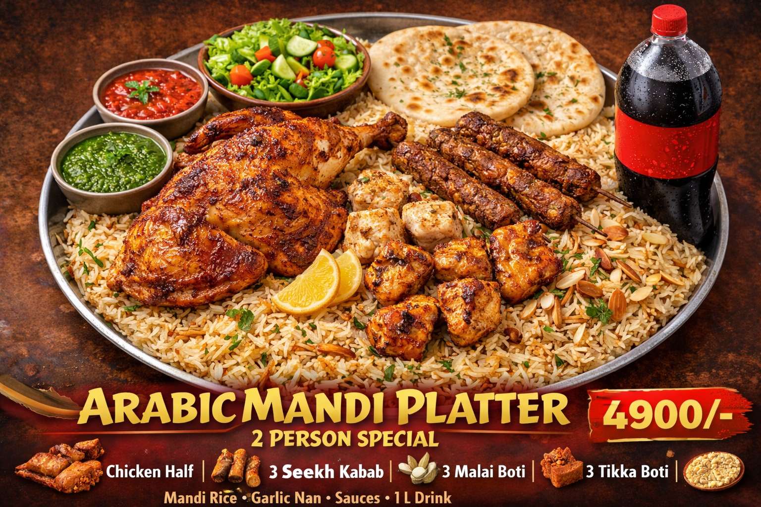 Arabic Mandi Platter (2 Person) 🍗🍖